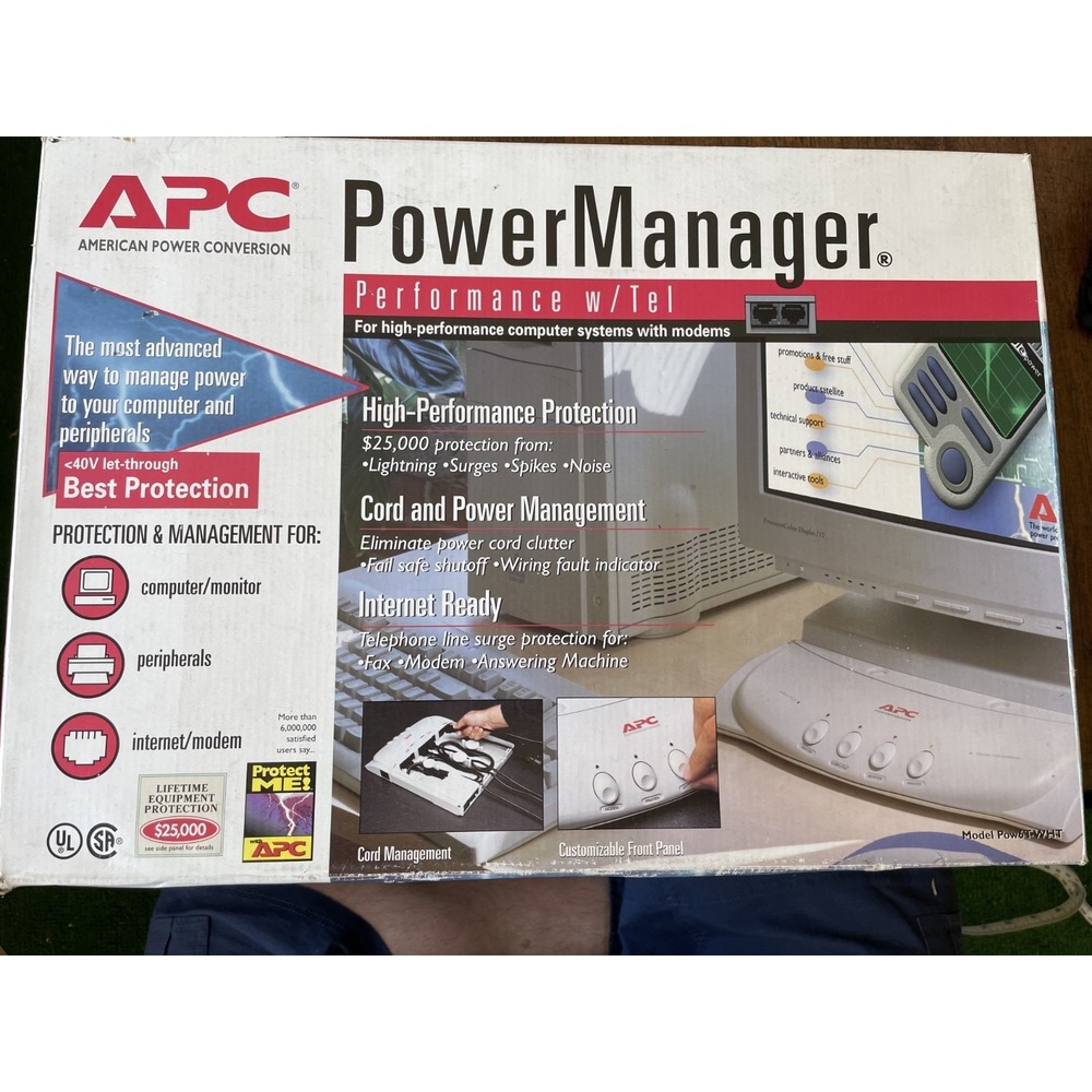 APC Pow6 White Under Monitor‎ Power Manager Surge Protector RETRO